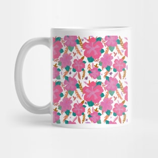 Tropical Pink Hibiscus Flower Pattern Mug